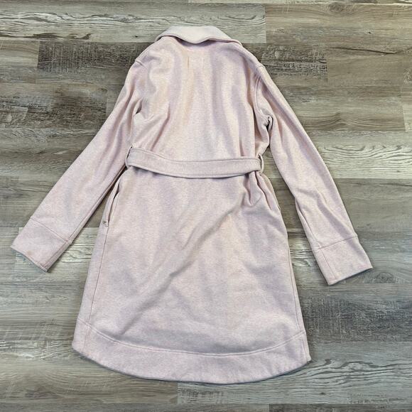 UGG Pink Cotton Fleece Robe Coat with Belted Waist Cozy Loungewear M - Picture 5 of 12